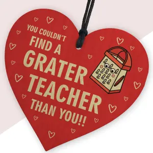 Red Ocean Thank You Teacher Gifts Wooden Hanging Heart - Teacher Gifts Leaving Gifts for Colleagues - Gifts for Teachers