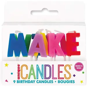 Unique Party Make A Wish Birthday Candles (Pack of 9) Rainbow (One Size)