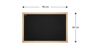 ALLboards Black chalkboard 90x60 cm natural wooden frame