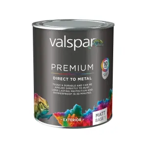 Valspar Premium Direct to Metal Exterior Metal Matt Basecoat, Mixed, Base A, 750ml