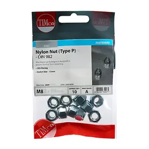 TIMCO Nylon Insert Nuts Type P DIN982 Silver - M8