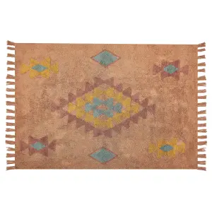 Cotton Area Rug 140 x 200 cm Orange IGDIR