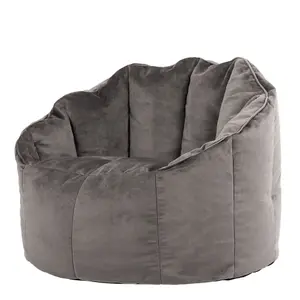 icon Sirena Scallop Chair Bean Bag and Footstool Charcoal Grey Velvet Bean Bags