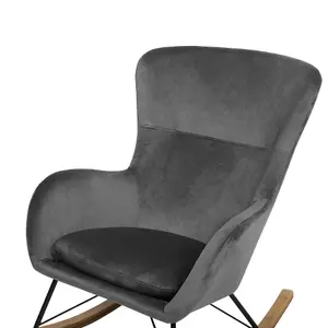 Rocking Chair ELLAN Velvet Dark Grey