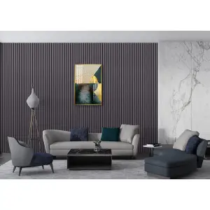 Premium Acoustic Slat Wall Panel 2.4m x 0.6m Charcoal Black