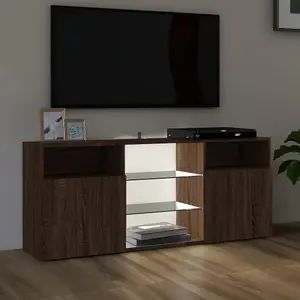 Berkfield TV Cabinet with LED Lights Brown Oak 120x30x50 cm