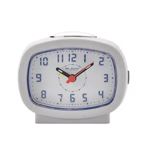 Analogue Quartz Movement / Crystal Alarm Tabletop Clock in White