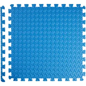 Gym Mats - 24 interlocking sections with 48 edge pieces, 61 x 61 cm each - blue