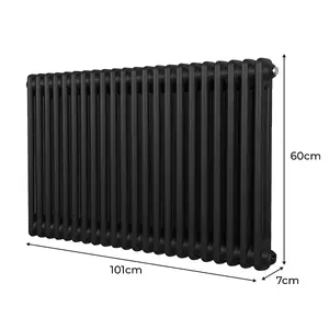 Traditional 2 Column Radiator - 600 x 1012 mm - Black