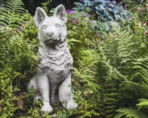 Large Alsatian/German Shepherd Dog Stone Cast Garden Ornament