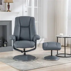 Denver Real Leather Luxury Swivel Recliner Chair