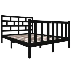 Berkfield Bed Frame Black Solid Wood Pine 140x190 cm