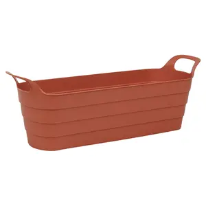 URBNLIVING 44cm Width 2 Pcs Herb Pots with Handles Plastic Flexi Planter Terracotta Flower Box Recycled Troughs