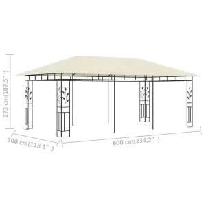 Berkfield Gazebo with Mosquito Net 6x3x2.73 m Cream