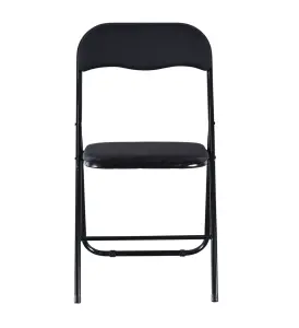 URBNLIVING 79cm Height 6 Pcs Folding Lightweight Portable Metal Frame Black Ribcord Chair Set