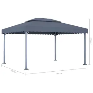 Berkfield Gazebo with LED String Lights 400x300 cm Anthracite Aluminium