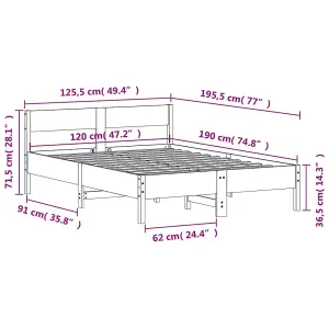 Berkfield Bed Frame without Mattress White 120x190 cm Small Double Solid Wood Pine