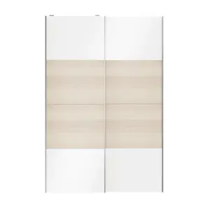 Atomia Panelled White oak effect High gloss 2 door Sliding Wardrobe Door kit (H)2250mm (W)1500mm