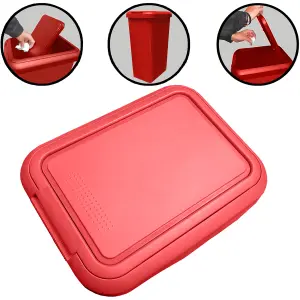 Kitchen Bin Touch and Lift Rectangle Swing Bin as a Kitchen Waste Rubbish Recycle Bin 45L - Red