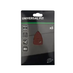 Universal Fit 80 grit Red Sanding sheet (L)150mm (W)100mm, Pack of 5