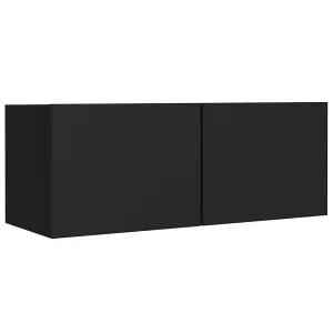 Berkfield 4 Piece TV Cabinet Set Black Engineered Wood