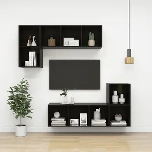 Berkfield Wall-mounted TV Cabinet High Gloss Black 37x37x72 cm Engineered Wood