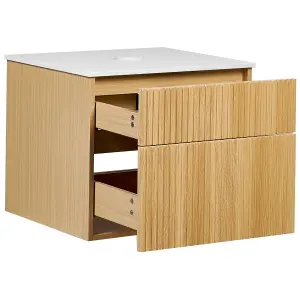 Bathroom Wall Mounted Cabinet 60 x 52 cm Light Wood BEXTI