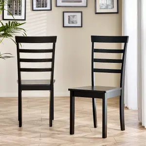 Furniturebox UK Set of 2 Whitby Black Painted Solid Wood Dining Chairs