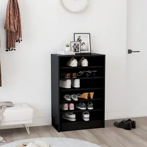 Berkfield Shoe Cabinet Black 60x35x92 cm Engineered Wood