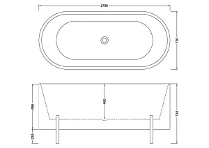 Contemporary Oval Freestanding Bath & Stand from Balterley - 1700mm x 770mm