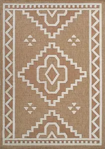 Harper Diamond Pattern Water Resistant Garden Rug Indoor Outdoor Area Rugs Cream 200x290 cm