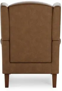 Dunelm Oswald Distressed Faux Leather Wingback Armchair, Country, Brown, Mocha