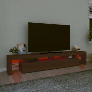 Berkfield TV Cabinet with LED Lights Brown Oak 230x36.5x40 cm