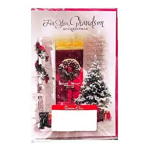 Simon Elvin For You Grandson Christmas Card (Pack of 6) Red/White/Green (One Size)