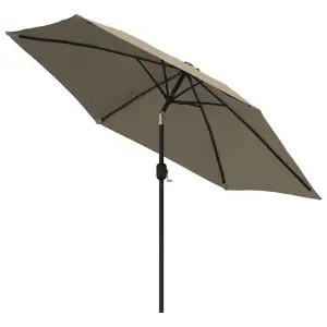 Berkfield Outdoor Parasol with LED Lights and Steel Pole 300cm Taupe