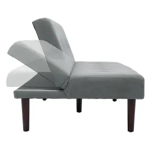 Grey Contemporary Velvet Convertible Sofa Bed