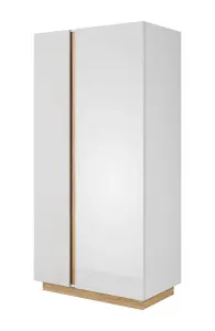 Arco Contemporary 2 Hinged Door Wardrobe 5 Shelves 1 Rail White Gloss (H)1940mm (W)970mm (D)540mm