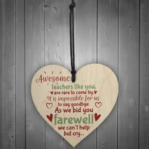 Red Ocean Goodbye Teacher Gift Wooden Heart Leaving Gift Teaching Assistant Nursery School Present