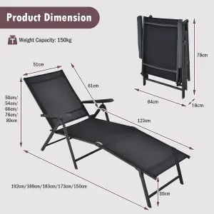 Costway 2Pcs Patio Foldable Chaise Lounge Chair Outdoor Portable Reclining Chair