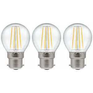 Crompton Lamps LED Golfball 5W B22 Dimmable Filament Warm White Clear (40W Eqv) (3 Pack)