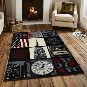 New York Collage Flag Print Rug - Texas