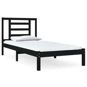 Berkfield Bed Frame Black Solid Wood Pine 100x200 cm