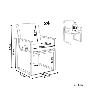Set of 4 Garden Chairs with Cushions PANCOLE Fabric Grey