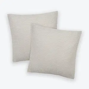 Hotel Waffle Cushion Covers Two Pack - Taupe, 65 x 65cm