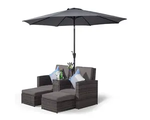 Giardino Nevada Double Reclining Rattan Sun Loungers Set - Grey