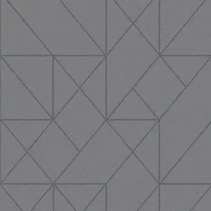 GoodHome Patula Dark grey Ridged effect Geometric Textured Wallpaper