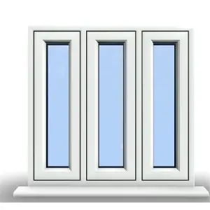 1195mm (W) x 1145mm (H) PVCu Flush Casement Window - 3 Panes Non Opening Window - White Internal & External