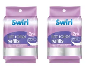 4 Swirl Lint Roller Refill Rolls 10cm Clothes Pet Hair Remover Fluff Dust Lint 240 Sheets