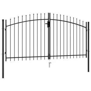 Berkfield Fence Gate Double Door with Spike Top Steel 3x1.5 m Black