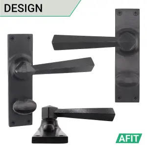 AFIT Black Iron Bathroom Door Handles - 1 Pair of Black Antique Internal Handles - Tudor Range